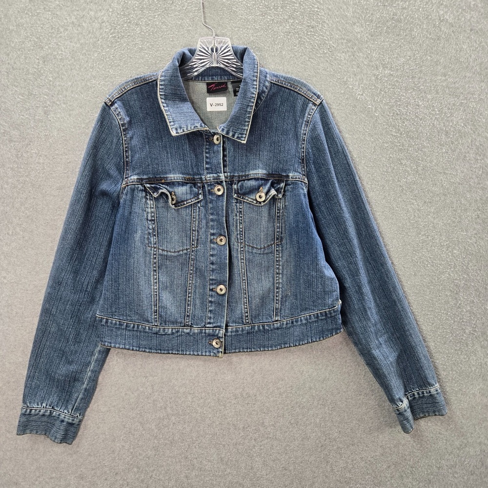 Torrid Women Jacket 1 Blue‎ Denim Cropped Trucker Medium Wash